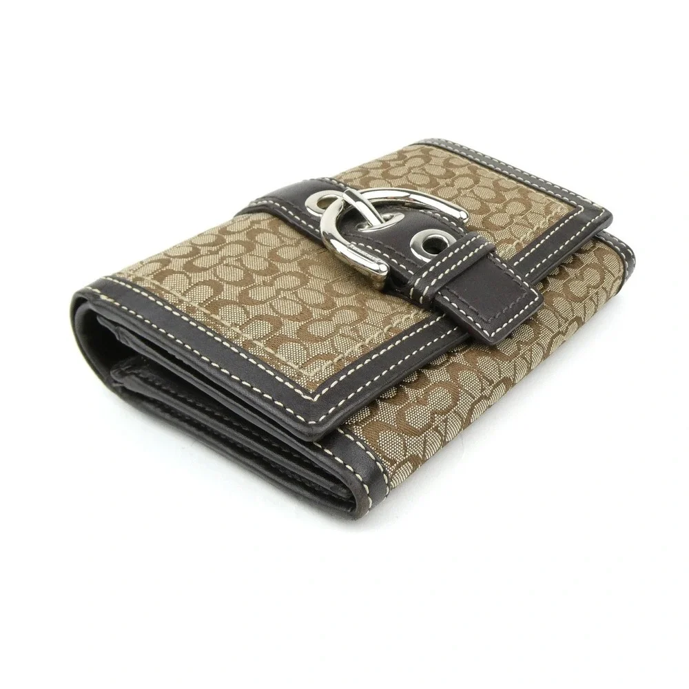 Coach Soho Signature Khaki Brown Mini C Small Trifold Wallet